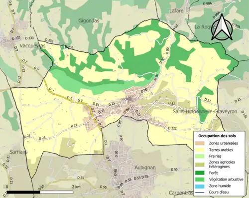 Carte en couleurs présentant l'occupation des sols.