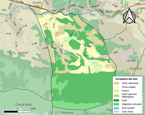 Carte en couleurs présentant l'occupation des sols.