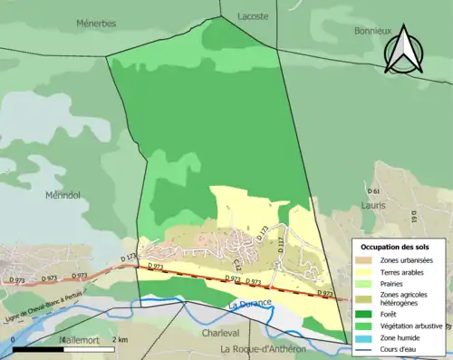 Carte en couleurs présentant l'occupation des sols.