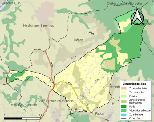 Carte en couleurs présentant l'occupation des sols.