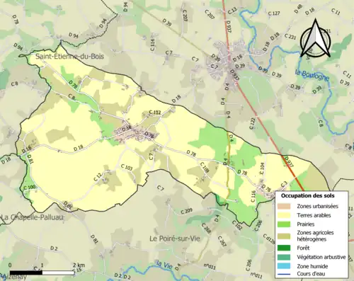 Carte en couleurs présentant l'occupation des sols.
