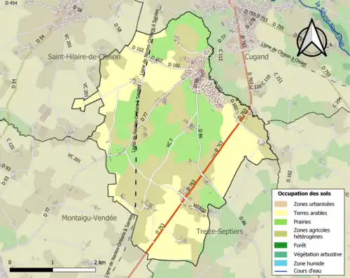 Carte en couleurs présentant l'occupation des sols.