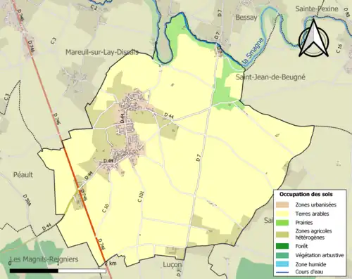 Carte en couleurs présentant l'occupation des sols.