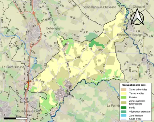 Carte en couleurs présentant l'occupation des sols.