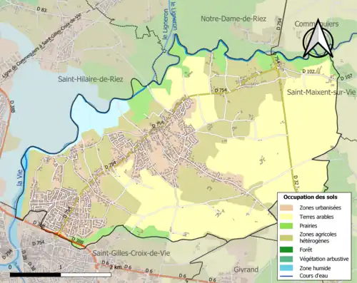 Carte en couleurs présentant l'occupation des sols.