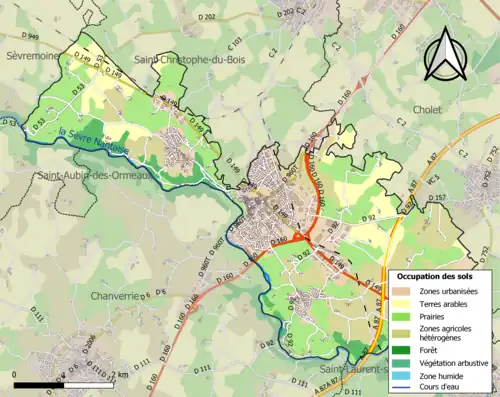 Carte en couleurs présentant l'occupation des sols.