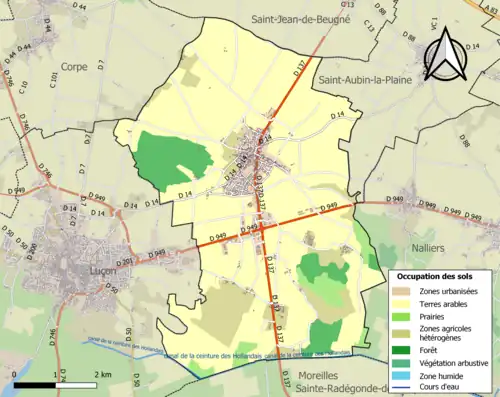 Carte en couleurs présentant l'occupation des sols.