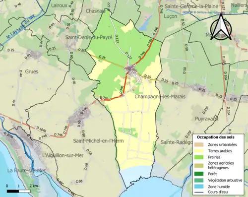 Carte en couleurs présentant l'occupation des sols.