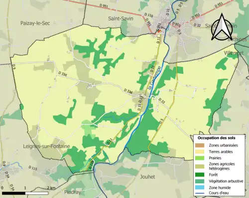 Carte en couleurs présentant l'occupation des sols.