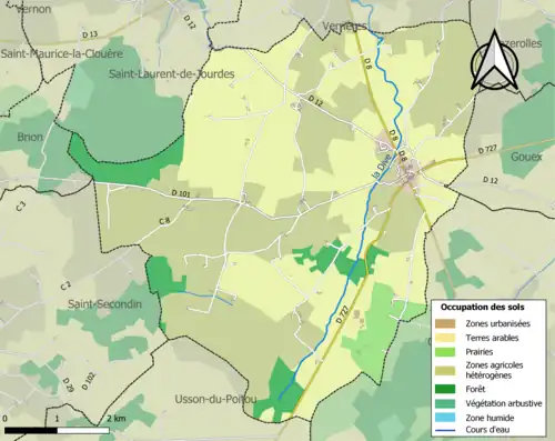 Carte en couleurs présentant l'occupation des sols.