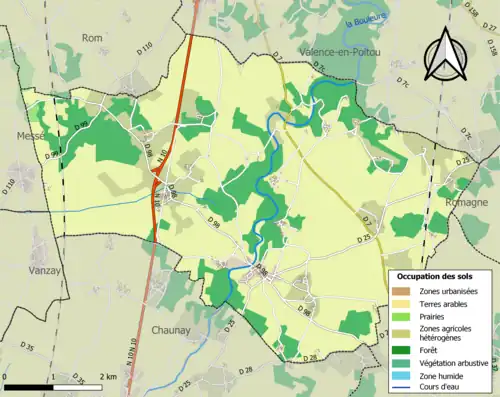 Carte en couleurs présentant l'occupation des sols.
