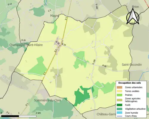 Carte en couleurs présentant l'occupation des sols.
