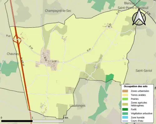 Carte en couleurs présentant l'occupation des sols.