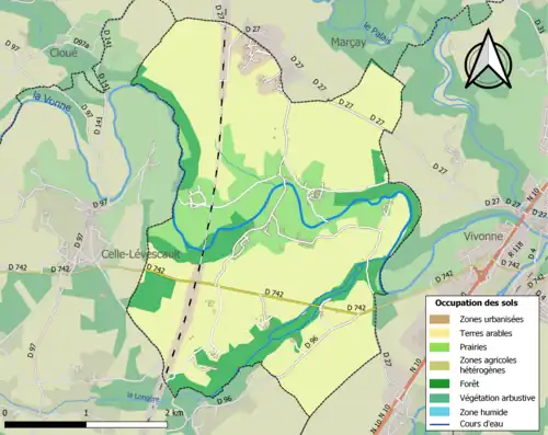 Carte en couleurs présentant l'occupation des sols.