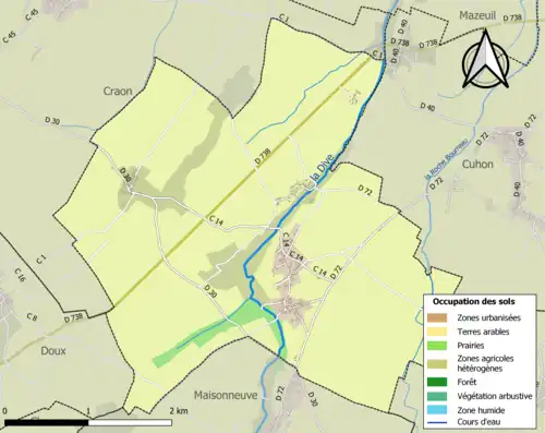 Carte en couleurs présentant l'occupation des sols.