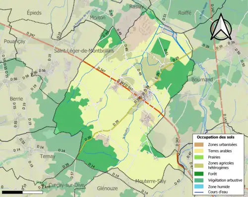 Carte en couleurs présentant l'occupation des sols.