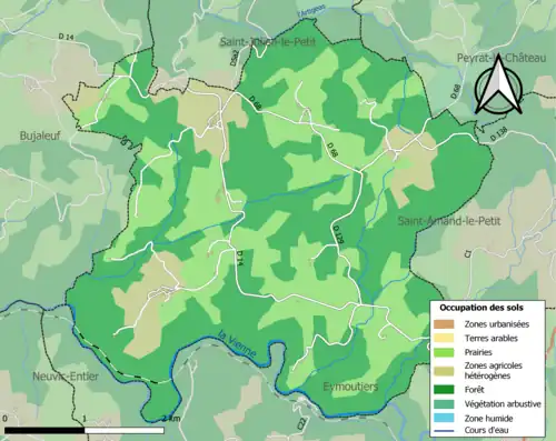 Carte en couleurs présentant l'occupation des sols.