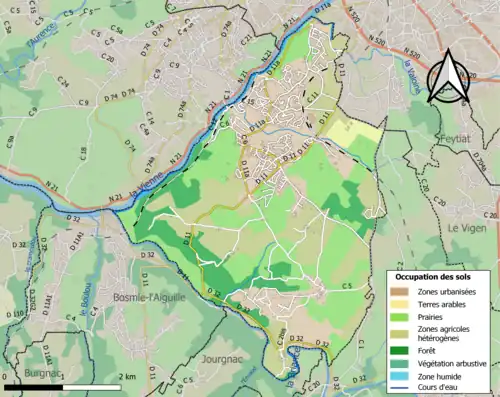 Carte en couleurs présentant l'occupation des sols.