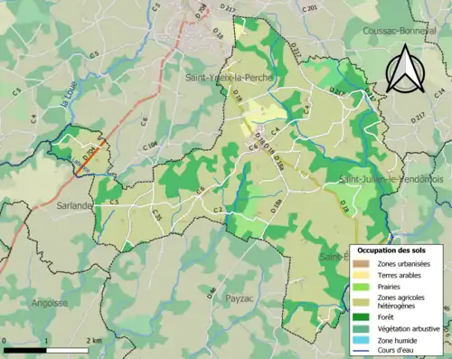 Carte en couleurs présentant l'occupation des sols.