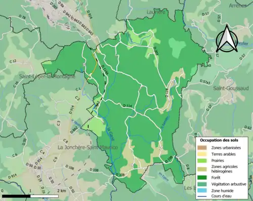 Carte en couleurs présentant l'occupation des sols.