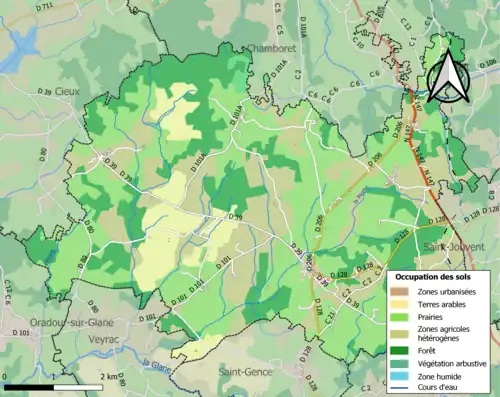 Carte en couleurs présentant l'occupation des sols.