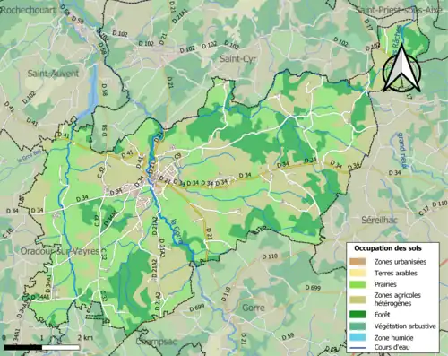 Carte en couleurs présentant l'occupation des sols.