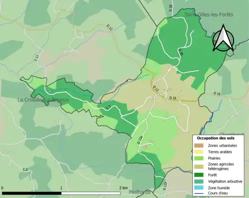 Carte en couleurs présentant l'occupation des sols.