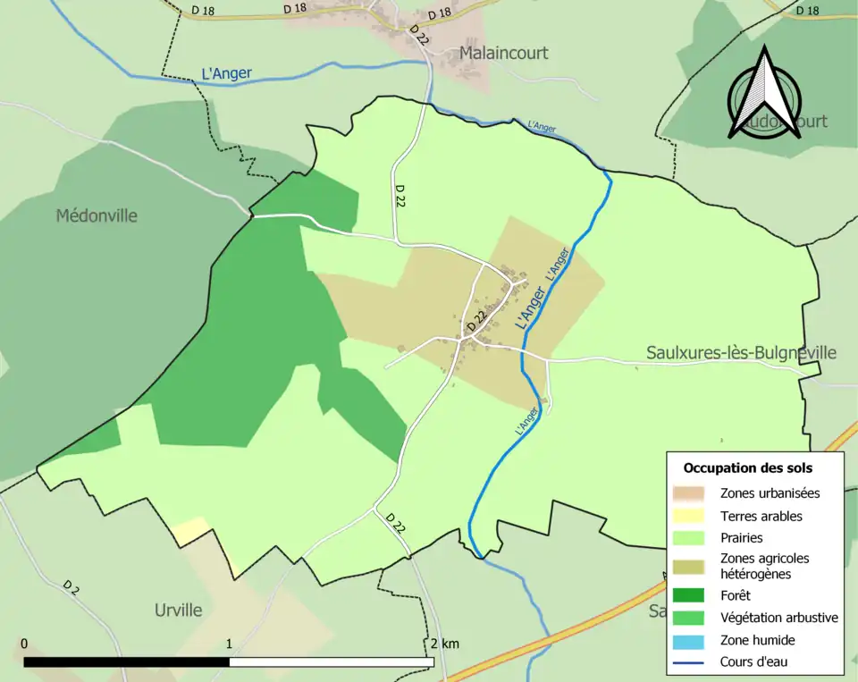 Carte en couleurs présentant l'occupation des sols.