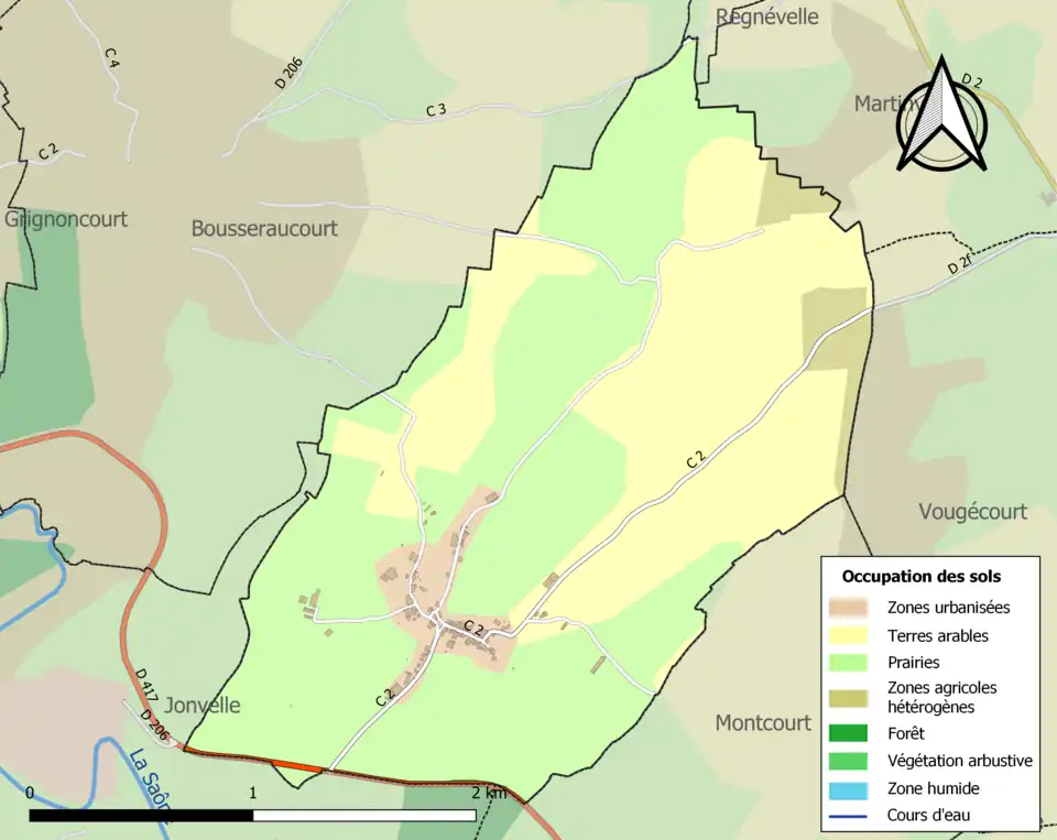 Carte en couleurs présentant l'occupation des sols.