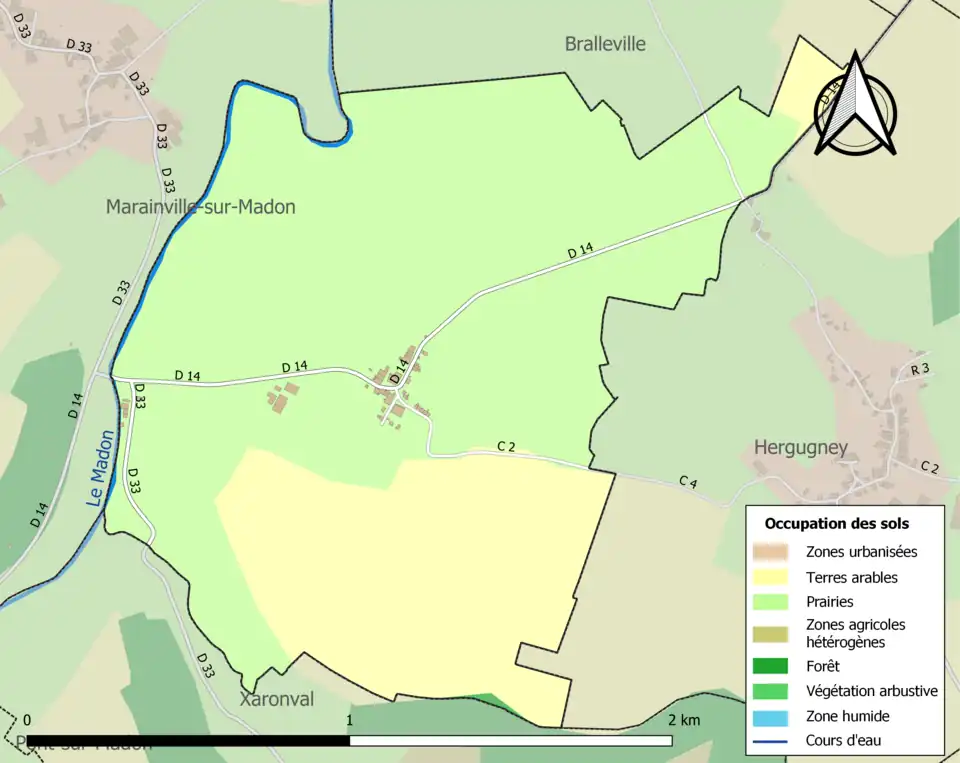 Carte en couleurs présentant l'occupation des sols.