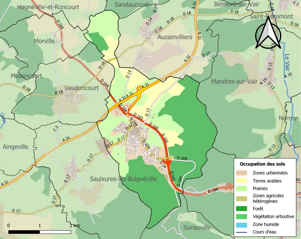 Carte en couleurs présentant l'occupation des sols.