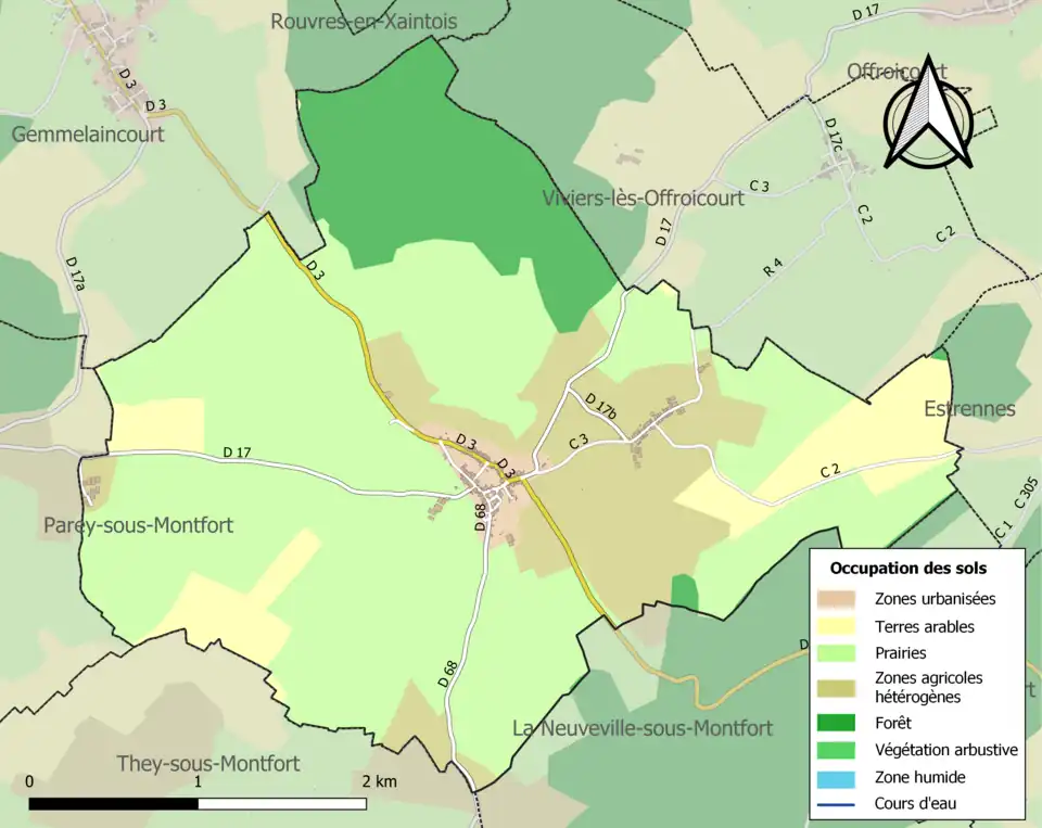 Carte en couleurs présentant l'occupation des sols.