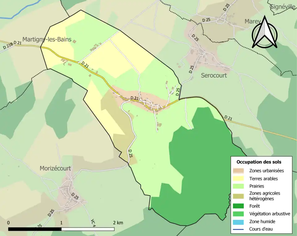 Carte en couleurs présentant l'occupation des sols.
