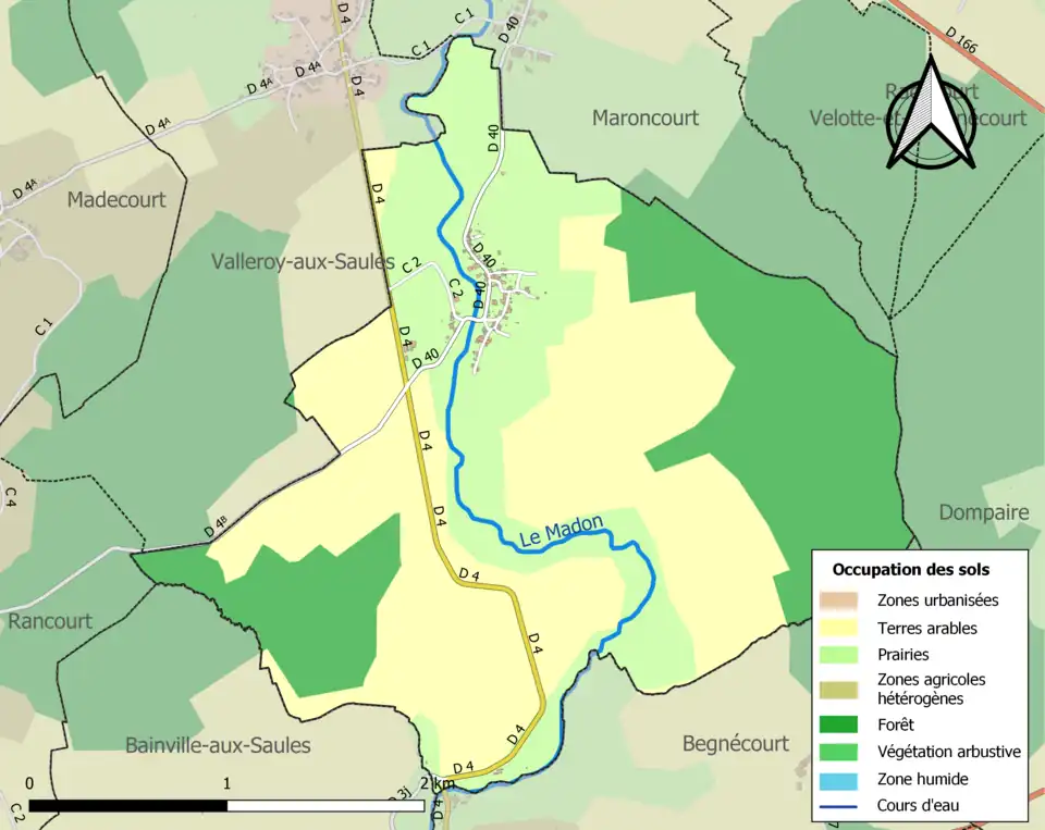 Carte en couleurs présentant l'occupation des sols.