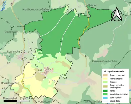 Carte en couleurs présentant l'occupation des sols.