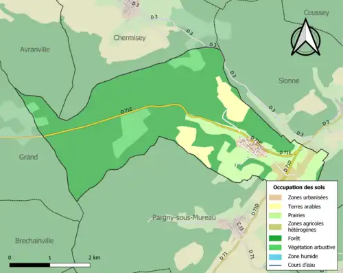 Carte en couleurs présentant l'occupation des sols.