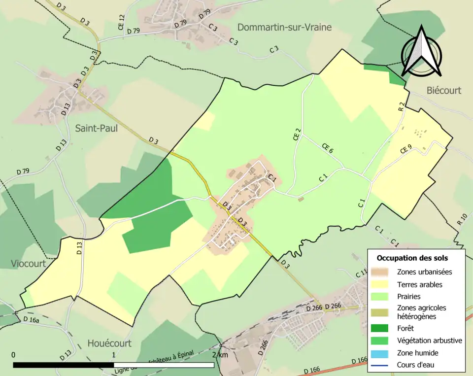 Carte en couleurs présentant l'occupation des sols.