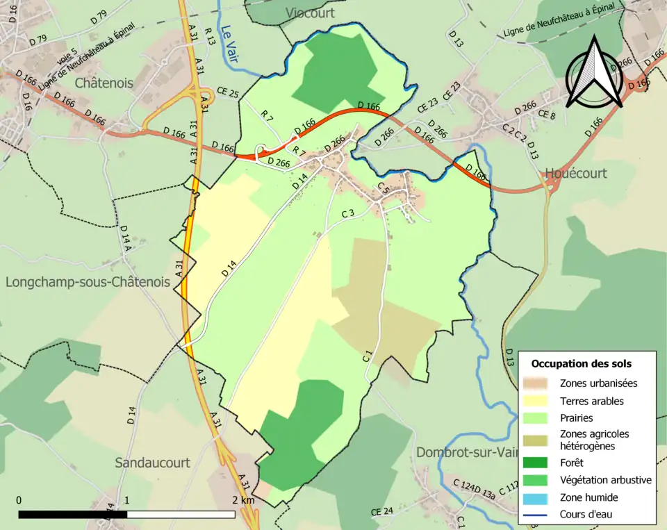Carte en couleurs présentant l'occupation des sols.