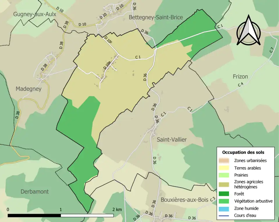 Carte en couleurs présentant l'occupation des sols.