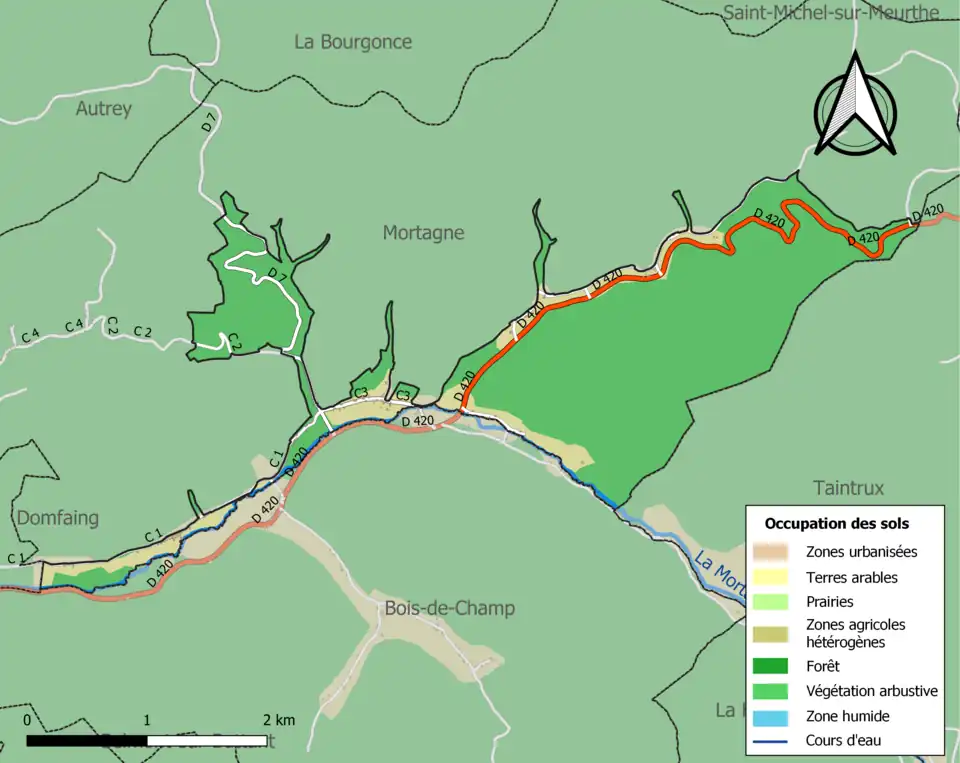 Carte en couleurs présentant l'occupation des sols.