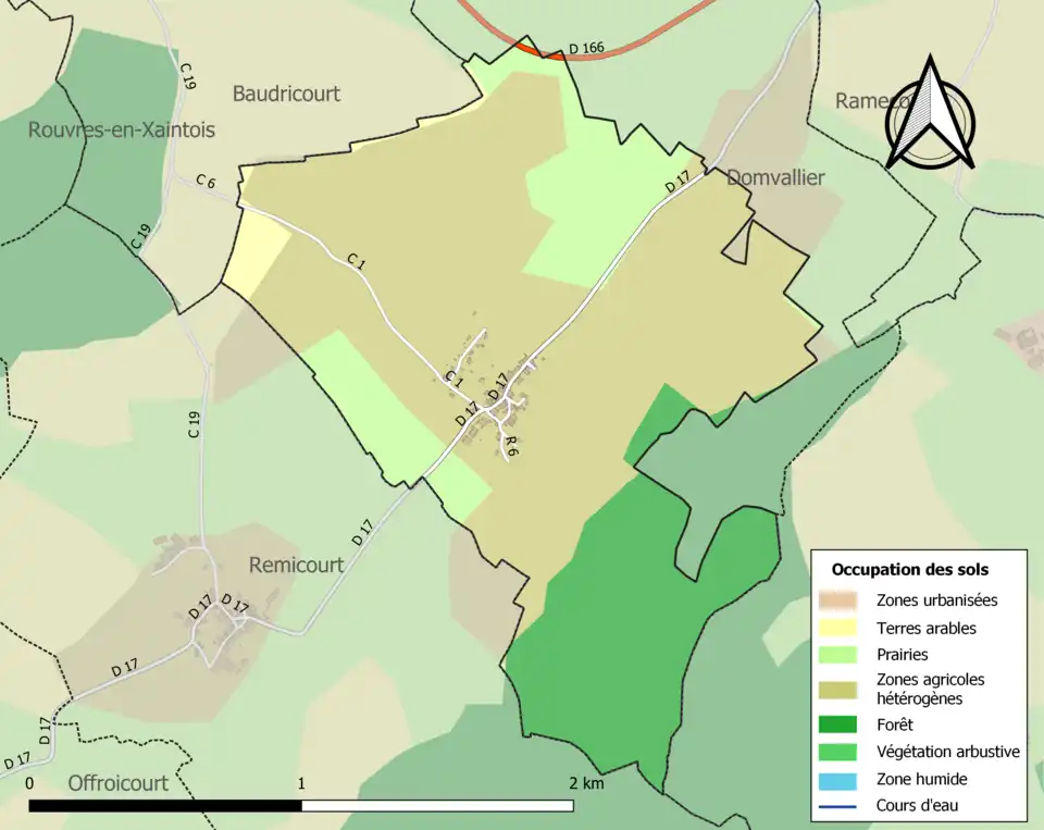 Carte en couleurs présentant l'occupation des sols.
