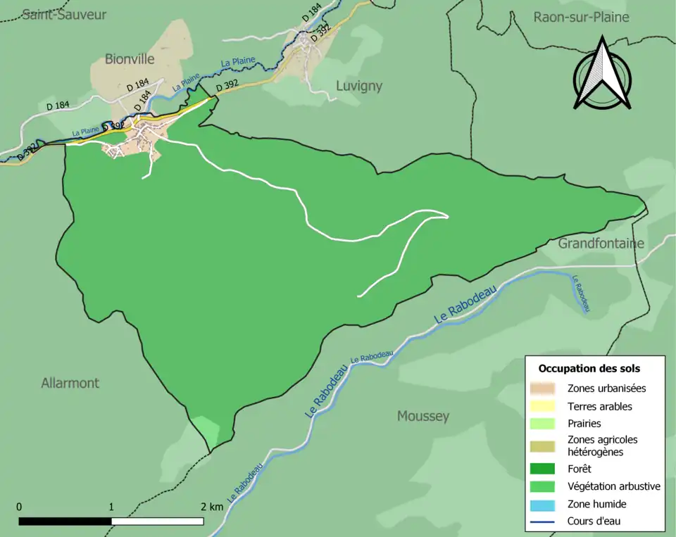 Carte en couleurs présentant l'occupation des sols.