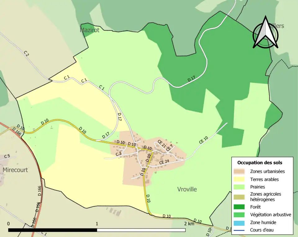 Carte en couleurs présentant l'occupation des sols.