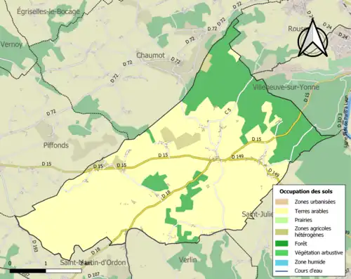 Carte en couleurs présentant l'occupation des sols.
