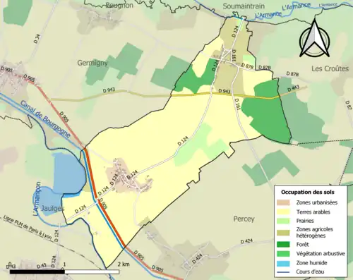 Carte en couleurs présentant l'occupation des sols.