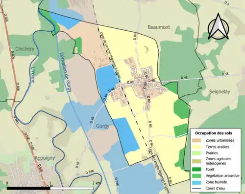 Carte en couleurs présentant l'occupation des sols.
