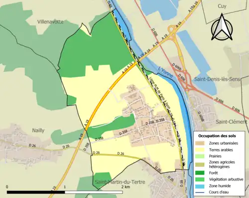 Carte en couleurs présentant l'occupation des sols.