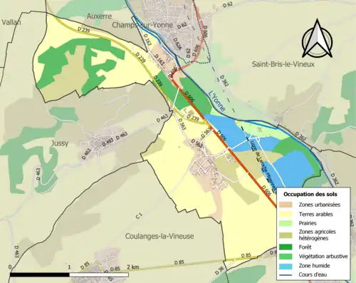 Carte en couleurs présentant l'occupation des sols.
