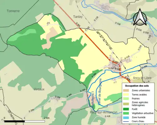 Carte en couleurs présentant l'occupation des sols.