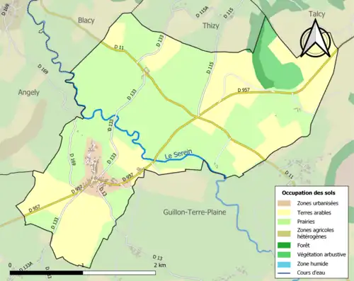 Carte en couleurs présentant l'occupation des sols.